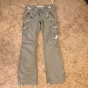 Baby Blue Brand Green Khaki Flare Cargo Pant Size 27